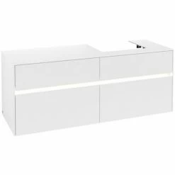 Alternative view of Villeroy & Boch Collaro Waschtischunterschrank Mit 4 Auszügen 140 Cm White Matt Mit Beleuchtung Rechts