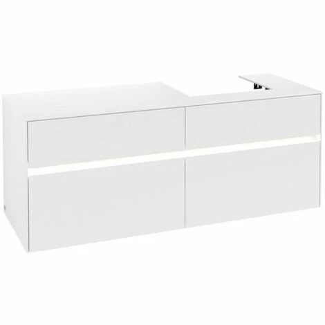 Villeroy & Boch Collaro Waschtischunterschrank Mit 4 Auszügen 140 Cm White Matt Mit Beleuchtung Rechts 4 Villeroy & Boch Collaro Waschtischunterschrank Mit 4 Auszügen 140 Cm White Matt Mit Beleuchtung Rechts – Bild 2