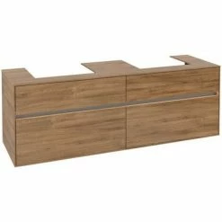 Alternative view of Villeroy & Boch Collaro Waschtischunterschrank 160cm Mit 4 Auszügen Für 2 Waschtische Kansas Oak Mit Beleuchtung 50 Cm