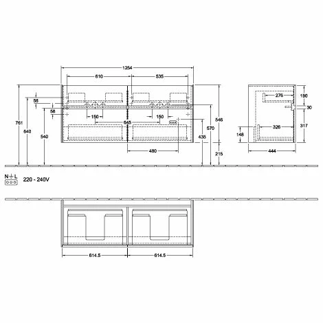 Villeroy & Boch Collaro Waschtischunterschrank 125cm Für Doppelwaschtisch Mit 4 Auszügen Truffle Grey Mit Beleuchtung 3 Villeroy & Boch Collaro Waschtischunterschrank 125cm Für Doppelwaschtisch Mit 4 Auszügen Truffle Grey Mit Beleuchtung