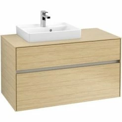 Villeroy & Boch Collaro Waschtischunterschrank 100cm Mit 2 Auszügen Und Variabler Beckenposition Nordic Oak Mit Beleuchtung Links 50 Cm -VILLEROY & BOCH shop 71606251 2
