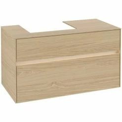 Villeroy & Boch Collaro Waschtischunterschrank 100cm Mit 2 Auszügen Und Variabler Beckenposition Nordic Oak Mit Beleuchtung Links 50 Cm -VILLEROY & BOCH shop 71606251 3