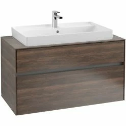Villeroy & Boch Collaro Waschtischunterschrank 100cm Mit 2 Auszügen Und Variabler Beckenposition Arizona Oak Mit Beleuchtung Mittig 80 Cm -VILLEROY & BOCH shop 71606263 2