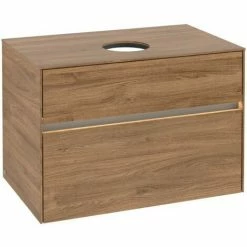Alternative view of Villeroy & Boch Collaro Waschtischunterschrank 80cm Mit 2 Auszügen Kansas Oak Mit Beleuchtung