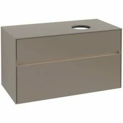 Alternative view of Villeroy & Boch Collaro Waschtischunterschrank 100cm Mit 2 Auszügen Truffle Grey Mit Beleuchtung Rechts