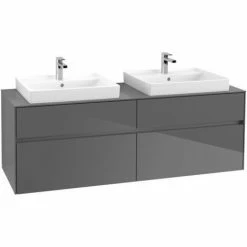 Villeroy & Boch Collaro Waschtischunterschrank 160cm Mit 4 Auszügen Für 2 Waschtische Glossy Grey Mit Beleuchtung 60 Cm -VILLEROY & BOCH shop 71606290 2