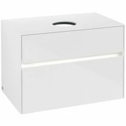 Alternative view of Villeroy & Boch Collaro Waschtischunterschrank 80cm Mit 2 Auszügen Glossy White Mit Beleuchtung