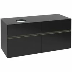 Alternative view of Villeroy & Boch Collaro Waschtischunterschrank 120cm Mit 4 Auszügen Black Matt Lacquer Mit Beleuchtung Links
