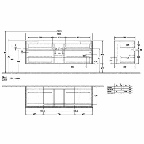 Villeroy & Boch Collaro Waschtischunterschrank 160cm mit 4 Auszügen und variabler Beckenposition Soft Grey Mit Beleuchtung Mittig 80 cm Villeroy & Boch Collaro Waschtischunterschrank 160cm Mit 4 Auszügen Und Variabler Beckenposition Soft Grey Mit Beleuchtung Mittig 80 Cm -VILLEROY & BOCH shop 71606302 1