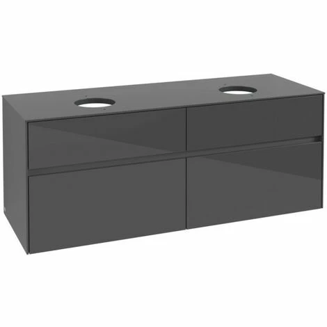 Villeroy & Boch Collaro Waschtischunterschrank 140cm Mit 4 Auszügen Für 2 Waschtische Glossy Grey Mit Beleuchtung 4 Villeroy & Boch Collaro Waschtischunterschrank 140cm Mit 4 Auszügen Für 2 Waschtische Glossy Grey Mit Beleuchtung – Bild 2