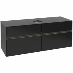 Alternative view of Villeroy & Boch Collaro Waschtischunterschrank 140cm Mit 4 Auszügen Black Matt Lacquer Mit Beleuchtung Mittig