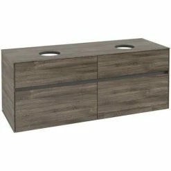 Alternative view of Villeroy & Boch Collaro Waschtischunterschrank 140cm Mit 4 Auszügen Für 2 Waschtische Stone Oak Mit Beleuchtung