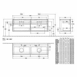 Villeroy & Boch Collaro Waschtischunterschrank 160cm Mit 4 Auszügen Für 2 Waschtische Nordic Oak Mit Beleuchtung