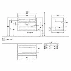 Villeroy & Boch Collaro Waschtischunterschrank 80cm Mit 2 Auszügen Soft Grey Ohne Beleuchtung