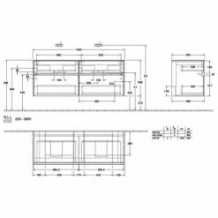 Villeroy & Boch Collaro Waschtischunterschrank 140cm Mit 4 Auszügen Für 2 Waschtische Nordic Oak Ohne Beleuchtung