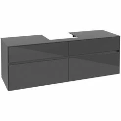 Alternative view of Villeroy & Boch Collaro Waschtischunterschrank 160cm Mit 4 Auszügen Glossy Grey Ohne Beleuchtung Mittig