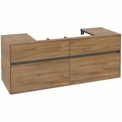 Alternative view of Villeroy & Boch Collaro Waschtischunterschrank 140cm Mit 4 Auszügen Kansas Oak Ohne Beleuchtung Mittig