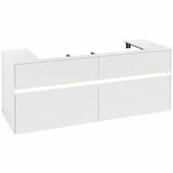 Alternative view of Villeroy & Boch Collaro Waschtischunterschrank 140cm Mit 4 Auszügen White Matt Mit Beleuchtung