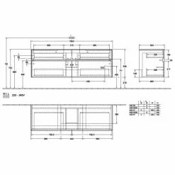 Villeroy & Boch Collaro Waschtischunterschrank 160cm Mit 4 Auszügen Truffle Grey Ohne Beleuchtung Mittig