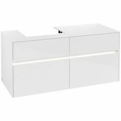 Alternative view of Villeroy & Boch Collaro Waschtischunterschrank Mit 4 Auszügen 120 Cm Glossy White Mit Beleuchtung Links