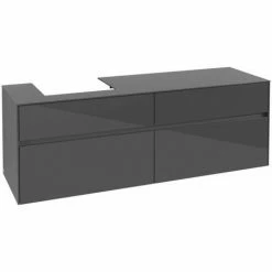 Alternative view of Villeroy & Boch Collaro Waschtischunterschrank 160cm Mit 4 Auszügen Glossy Grey Ohne Beleuchtung Links
