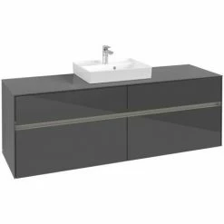 Villeroy & Boch Collaro Waschtischunterschrank 160cm Mit 4 Auszügen Glossy Grey Mit Beleuchtung Mittig -VILLEROY & BOCH shop 71606408 3