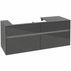 Alternative view of Villeroy & Boch Collaro Waschtischunterschrank 140cm Mit 4 Auszügen Glossy Grey Mit Beleuchtung Links