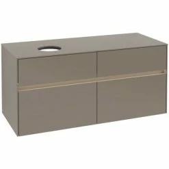 Alternative view of Villeroy & Boch Collaro Waschtischunterschrank 120cm Mit 4 Auszügen Truffle Grey Mit Beleuchtung Links
