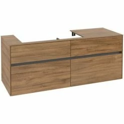 Alternative view of Villeroy & Boch Collaro Waschtischunterschrank 140cm Mit 4 Auszügen Kansas Oak Ohne Beleuchtung Links