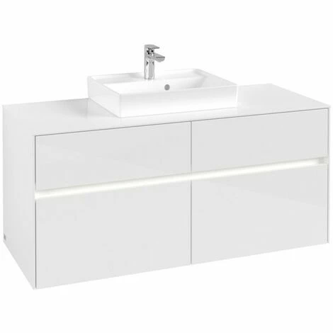 Villeroy & Boch Collaro Waschtischunterschrank Mit 4 Auszügen 120 Cm Glossy White Mit Beleuchtung Mittig 5 Villeroy & Boch Collaro Waschtischunterschrank Mit 4 Auszügen 120 Cm Glossy White Mit Beleuchtung Mittig – Bild 3