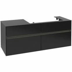 Alternative view of Villeroy & Boch Collaro Waschtischunterschrank 140cm Mit 4 Auszügen Black Matt Lacquer Mit Beleuchtung Rechts