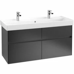 Alternative view of Villeroy & Boch Collaro Waschtischunterschrank 115cm Mit 4 Auszügen Black Matt Lacquer Mit Beleuchtung