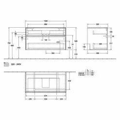 Villeroy & Boch Collaro Waschtischunterschrank 100cm Mit 2 Auszügen Und Variabler Beckenposition Nordic Oak Mit Beleuchtung Mittig 60 Cm