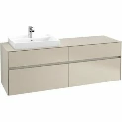Alternative view of Villeroy & Boch Collaro Waschtischunterschrank 160cm Mit 4 Auszügen Und Variabler Beckenposition Soft Grey Mit Beleuchtung Links 60 Cm