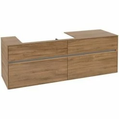 Alternative view of Villeroy & Boch Collaro Waschtischunterschrank 160cm Mit 4 Auszügen Und Variabler Beckenposition Kansas Oak Mit Beleuchtung Links 80 Cm