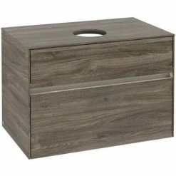 Alternative view of Villeroy & Boch Collaro Waschtischunterschrank 80cm Mit 2 Auszügen Stone Oak Mit Beleuchtung