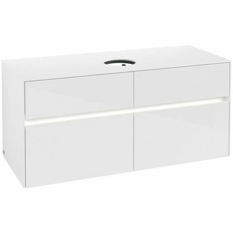 Villeroy & Boch Collaro Waschtischunterschrank 120cm Mit 4 Auszügen Glossy White Mit Beleuchtung Mittig 4 Villeroy & Boch Collaro Waschtischunterschrank 120cm Mit 4 Auszügen Glossy White Mit Beleuchtung Mittig – Bild 2