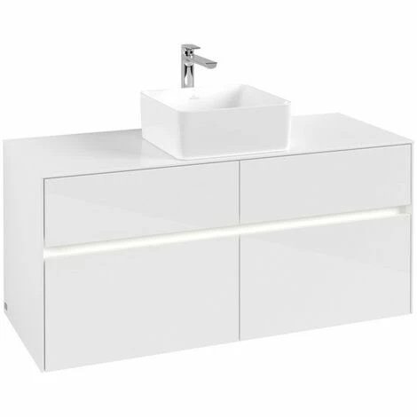 Villeroy & Boch Collaro Waschtischunterschrank 120cm Mit 4 Auszügen Glossy White Mit Beleuchtung Mittig 5 Villeroy & Boch Collaro Waschtischunterschrank 120cm Mit 4 Auszügen Glossy White Mit Beleuchtung Mittig – Bild 3
