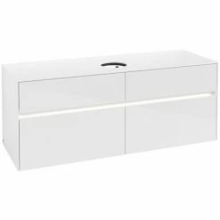 Alternative view of Villeroy & Boch Collaro Waschtischunterschrank 140cm Mit 4 Auszügen Glossy White Mit Beleuchtung Mittig