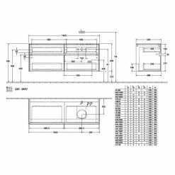 Villeroy & Boch Collaro Waschtischunterschrank 140cm Mit 4 Auszügen Glossy Grey Mit Beleuchtung Rechts