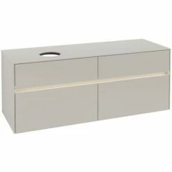 Alternative view of Villeroy & Boch Collaro Waschtischunterschrank 140cm Mit 4 Auszügen Soft Grey Mit Beleuchtung Links