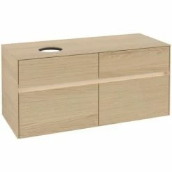 Alternative view of Villeroy & Boch Collaro Waschtischunterschrank 120cm Mit 4 Auszügen Nordic Oak Mit Beleuchtung Links
