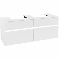 Alternative view of Villeroy & Boch Collaro Waschtischunterschrank 140cm Mit 4 Auszügen Für 2 Waschtische White Matt Mit Beleuchtung