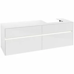 Alternative view of Villeroy & Boch Collaro Waschtischunterschrank 160cm Mit 4 Auszügen Glossy White Mit Beleuchtung Rechts