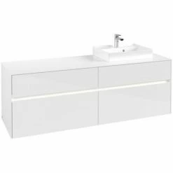 Villeroy & Boch Collaro Waschtischunterschrank 160cm Mit 4 Auszügen Glossy White Mit Beleuchtung Rechts -VILLEROY & BOCH shop 71606618 3