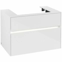 Alternative view of Villeroy & Boch Collaro Waschtischunterschrank 80cm Mit 2 Auszügen Glossy White Mit Beleuchtung