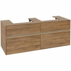 Alternative view of Villeroy & Boch Collaro Waschtischunterschrank 140cm Mit 4 Auszügen Für 2 Waschtische Kansas Oak Mit Beleuchtung