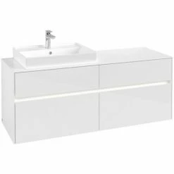 Villeroy & Boch Collaro Waschtischunterschrank Mit 4 Auszügen 140 Cm Glossy White Mit Beleuchtung Links -VILLEROY & BOCH shop 71606647 3