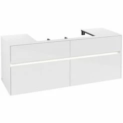 Alternative view of Villeroy & Boch Collaro Waschtischunterschrank 140cm Mit 4 Auszügen Glossy White Mit Beleuchtung Mittig