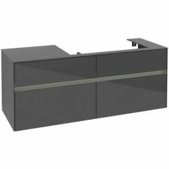 Alternative view of Villeroy & Boch Collaro Waschtischunterschrank 140cm Mit 4 Auszügen Glossy Grey Mit Beleuchtung Rechts